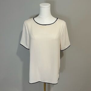 ZARA Ivory Blouse with Black Edging Size M